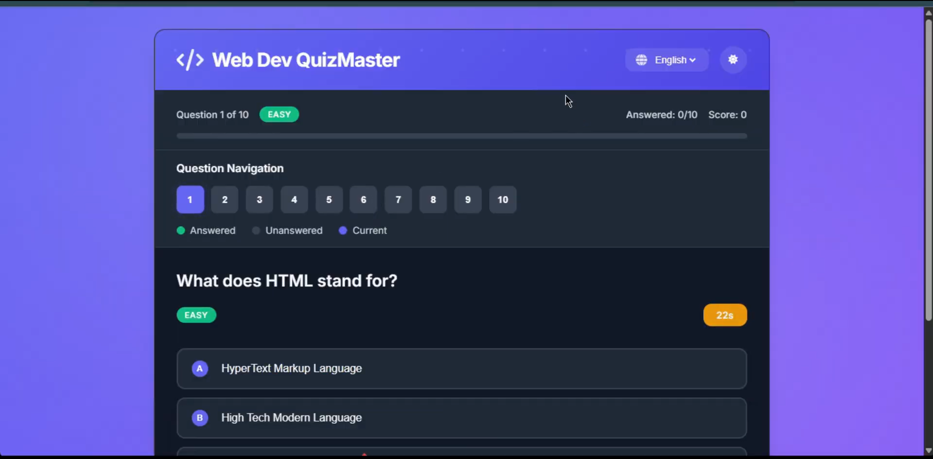 CyberQuiz Platform screenshot